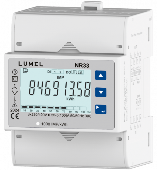 Energy meter for 3-phase network 100A - NR33